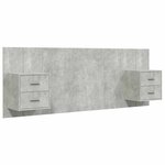 vidaXL Tête de lit avec armoires Gris béton Bois d'ingénierie