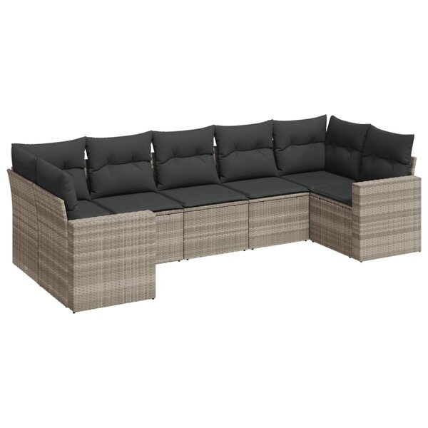 vidaXL Salon de jardin avec coussins 7 Pièces gris clair résine tressée