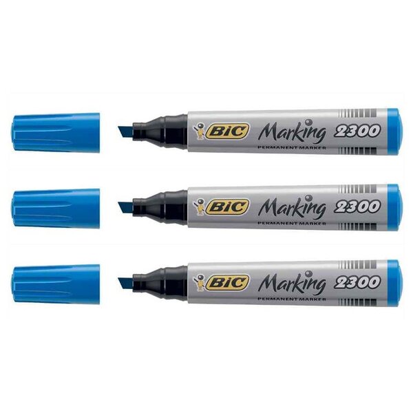 Marqueur Permanent MARKING 2300 pointe Biseau Large Bleu x 3 BIC