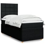 vidaXL Sommier à lattes de lit avec matelas Noir 90x190 cm Tissu