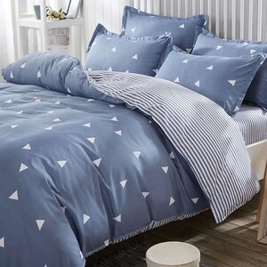 Parure de lit - housse de couette 220 x 240 + 2 taies d'oreiller 60 x 60 65 coton- Bleu