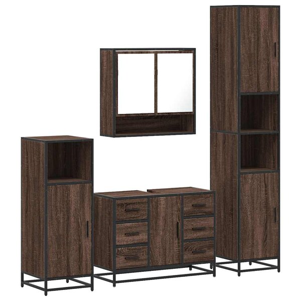 vidaXL Ensemble de meubles de salle de bain 4 Pièces chêne marron