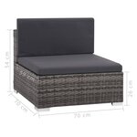 vidaXL Salon de jardin 6 Pièces avec coussins résine tressée gris