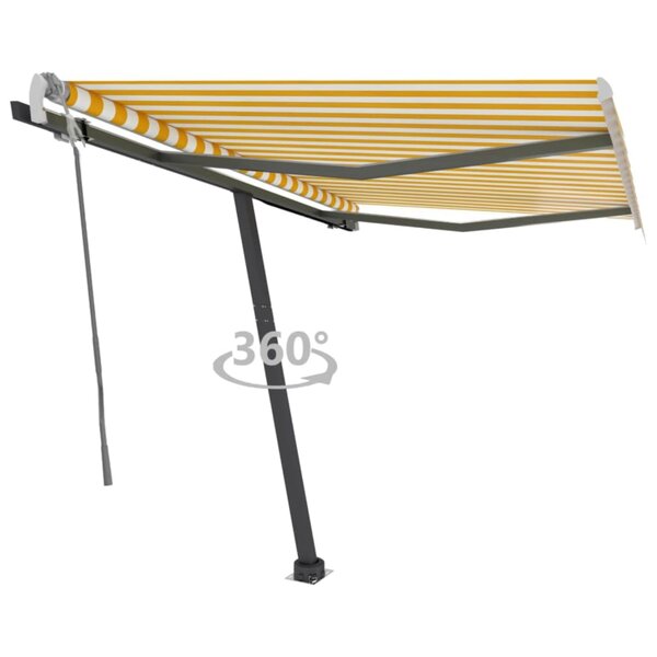 vidaXL Auvent manuel rétractable sur pied 350x250 cm Jaune/blanc
