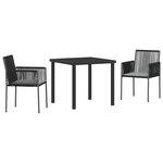 vidaXL Ensemble de salle à manger pour jardin 3 Pièces Noir Rotin PE