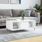 vidaXL Table basse Blanc brillant 90x50x36 5 cm Bois d'ingénierie