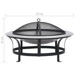 vidaXL Foyer extérieur avec gril en acier inoxydable 76 cm