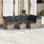 vidaXL Salon de jardin avec coussins 10 Pièces gris résine tressée