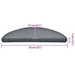 vidaXL Tapis d'escalier 30 pièces 56 x 17 x 3 cm Gris clair et bleu Demi-rond