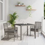 vidaXL Ensemble de salle à manger pour jardin 3 Pièces Gris Poly rotin