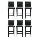 vidaXL Tabourets de bar lot de 6 noir similicuir