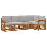 vidaXL Ensemble de canapé d'angle 5 Pièces Gris Naturel et Clair