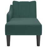 vidaXL Fauteuil long avec accoudoir droit vert foncé velours