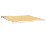 vidaXL Auvent rétractable jaune et blanc 4 5x3 m tissu et aluminium