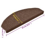 vidaXL Tapis d'escalier 15 pièces 65 x 24 x 4 cm Marron Demi-rond Grand