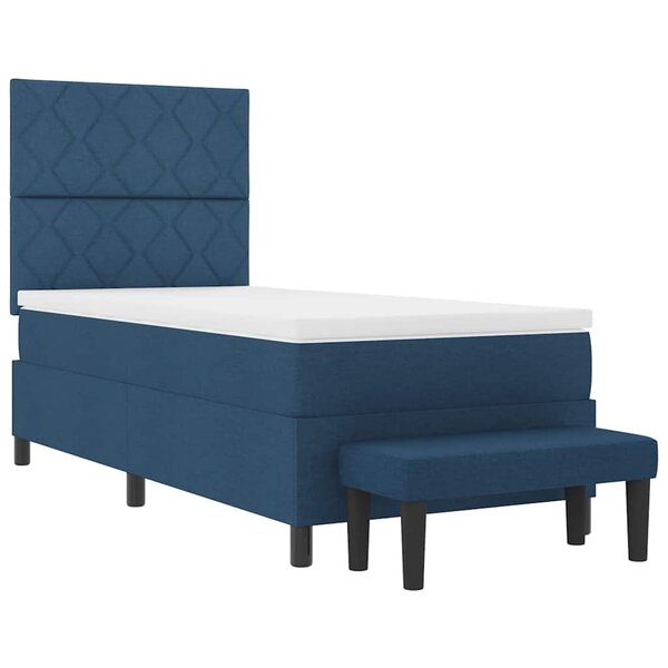 vidaXL Lit à ressorts avec matelas Bleu 90 x 200 cm tissu