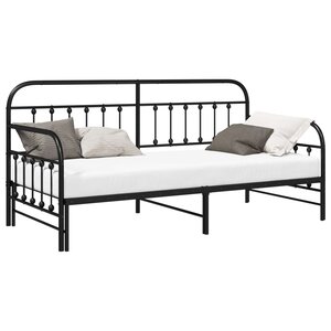vidaXL Cadre de lit de jour Noir 100 x 200 cm Acier enduit de poudre