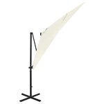vidaXL Parasol de jardin en porte-à-faux et mât et lumières LED sable