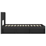 vidaXL Cadre de lit avec rangement et tête de lit Noir 75 x 190 cm