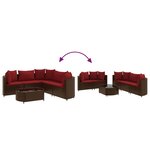 vidaXL Salon de jardin avec coussins 6 Pièces marron résine tressée