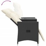 vidaXL Canapé de jardin inclinable 2 places avec table noir poly rotin