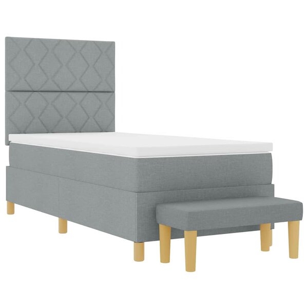 vidaXL Lit à ressorts avec matelas Gris clair 90 x 190 cm tissu