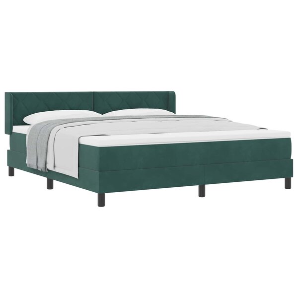 vidaXL Lit à ressorts avec tête de lit Vert foncé 200 x 180 cm Velours