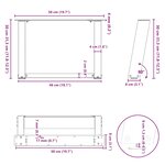 vidaXL Pieds de table basse en U  2 pièces  anthracite  50 x (30-31) cm  acier