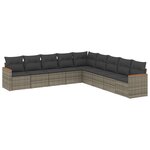 vidaXL Salon de jardin 9 Pièces avec coussins gris résine tressée