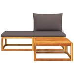 vidaXL Ensemble de canapés de jardin 3 pièces avec coussins  bois d'acacia et corde