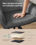 Chaise salle à manger fauteuil pivotant velours rembourrée avec accoudoirs charge 120 kg pieds acier pour salle à manger cuisine gris 12_0004969