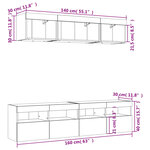vidaXL Unités murales TV avec LED 5 Pièces chêne fumé bois d'ingénierie