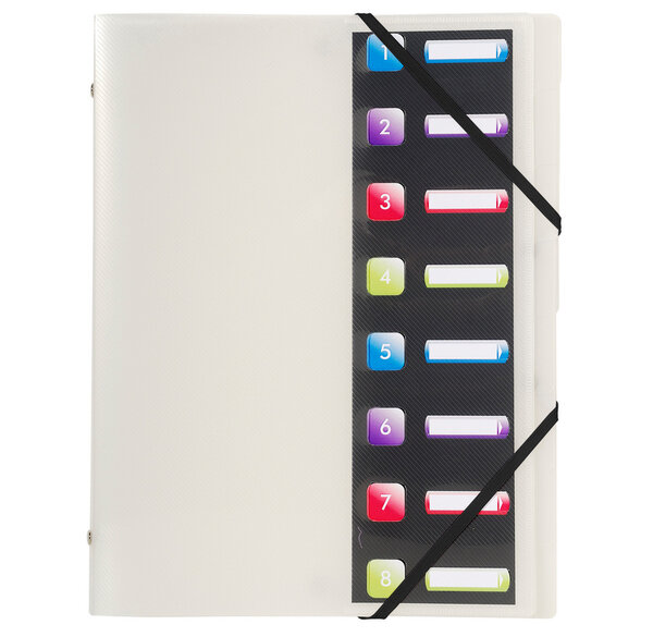 Trieur Crystal 3 rabats avec élastiques et fenêtres 8 compartiments A4 - Couleur aléatoire EXACOMPTA