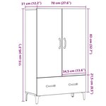 vidaXL Buffet chêne artisanal 70x31x115 cm bois d'ingénierie