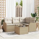 vidaXL Ensemble de canapé de jardin 5 Pièces Marron Poly rotin