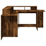 vidaXL Bureau et lumières LED chêne fumé 152x152x91cm bois ingénierie