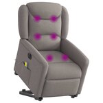 vidaXL Fauteuil inclinable de massage électrique Taupe Tissu