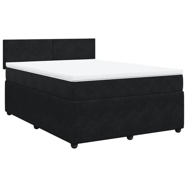 vidaXL Sommier à lattes de lit et matelas Noir 160x200 cm Velours