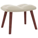 vidaXL Chaise de relaxation avec repose-pied Blanc crème Velours