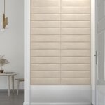 vidaXL Panneaux muraux 12 Pièces Crème 60x15 cm Velours 1 08 m²