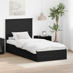 vidaXL Lit de Rangement avec tiroir Noir 90 x 190 cm Bois d'ingénierie