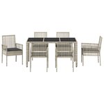 Ensemble de salle à manger de jardin 7 pièces avec coussins Gris clair en poly rotin