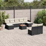vidaXL Salon de jardin 10 Pièces avec coussins noir résine tressée
