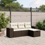 vidaXL Salon de jardin 4 Pièces avec coussins marron résine tressée