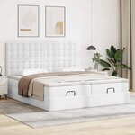 vidaXL Cadre de lit ottoman et matelas blanc pur 200x200cm similicuir