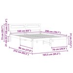 vidaXL Cadre de lit avec tête de lit Marron 160 x 200 cm Pin massif