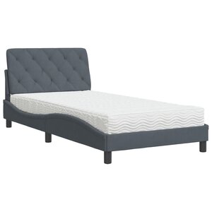 vidaXL Lit avec matelas gris foncé 100x200 cm velours