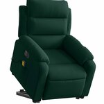 vidaXL Fauteuil inclinable de massage électrique vert foncé velours