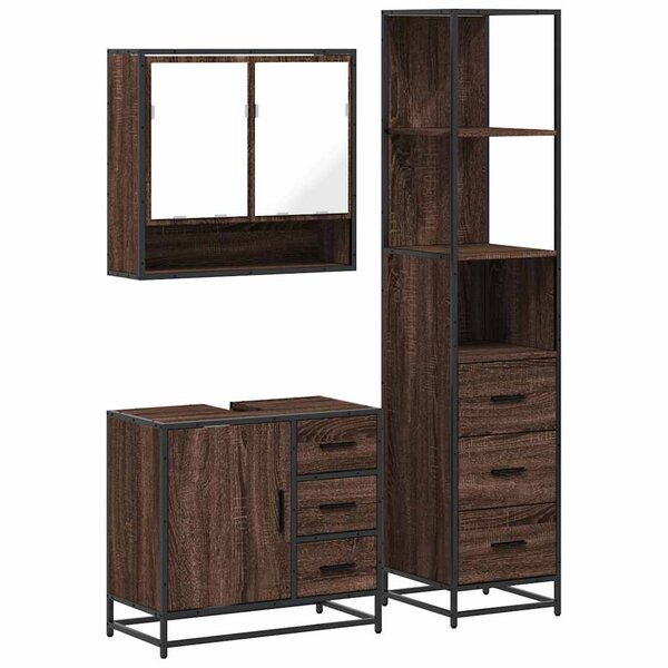 vidaXL Ensemble de meubles de salle de bain 3 Pièces Chêne marron