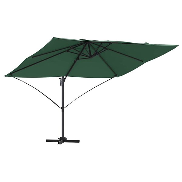 vidaXL Parasol Roma à Bras Déporté Vert et Noir 352 x 251 x 260 cm